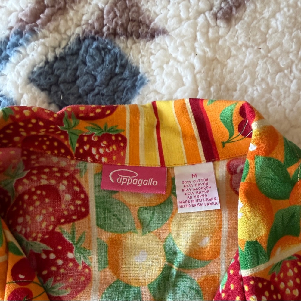 Vintage Strawberry Patterned Button Up - image 3